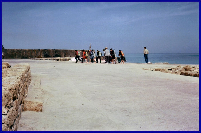 Scuba divers at the Mediterranean Sea in Caesarea